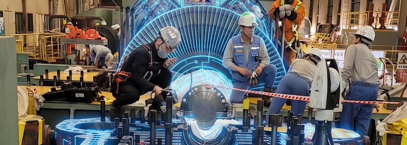 A photo showing a precision diagnosis of power plant facilities